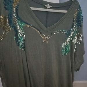 Sequin Embellished Green Top